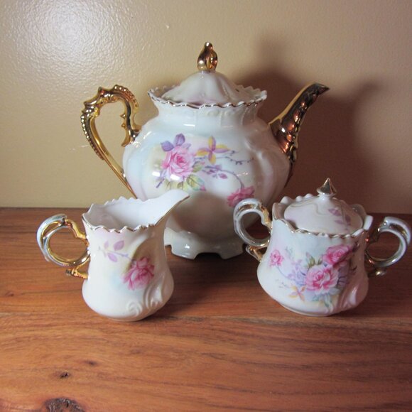 Lefton | Kitchen | Vintage Lefton China Heritage Garden Rose Tea Set ...